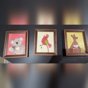 Pink & Green Parrot, Kangaroo and Koala Wall Art - Prints In Frames